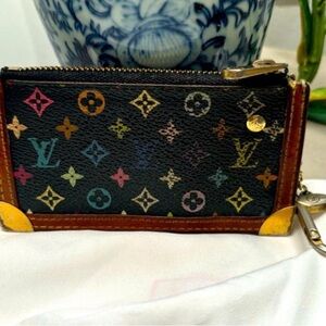Vintage LOUIS VUITTON Monogram LV Logo Murakami Black Multicolor Key Pouch